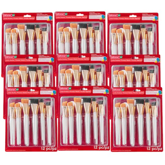 Michaels, 9 Pack: Variety Taklon Jumbo Brushes by Craft Smart® – Category: Craft Brush Sets